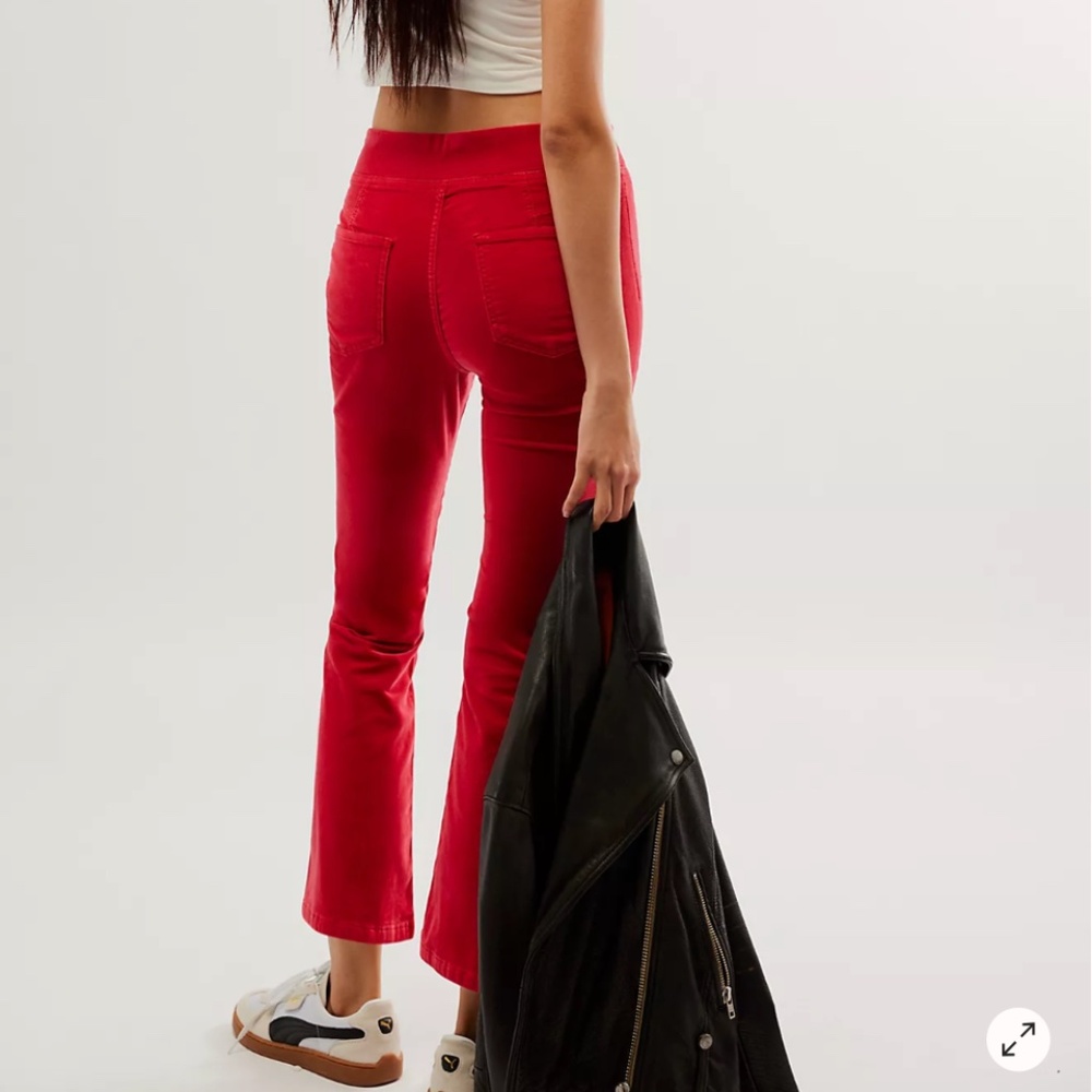 Free People In My Feelings Velvet Crop Slim Flare Pants